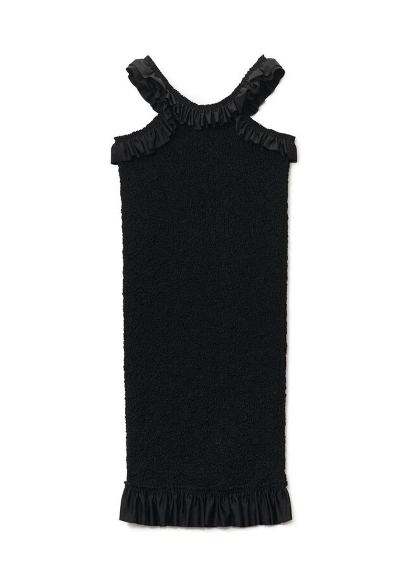 Alexander Wang Smocked Ruffle Long Skirt with Cutout