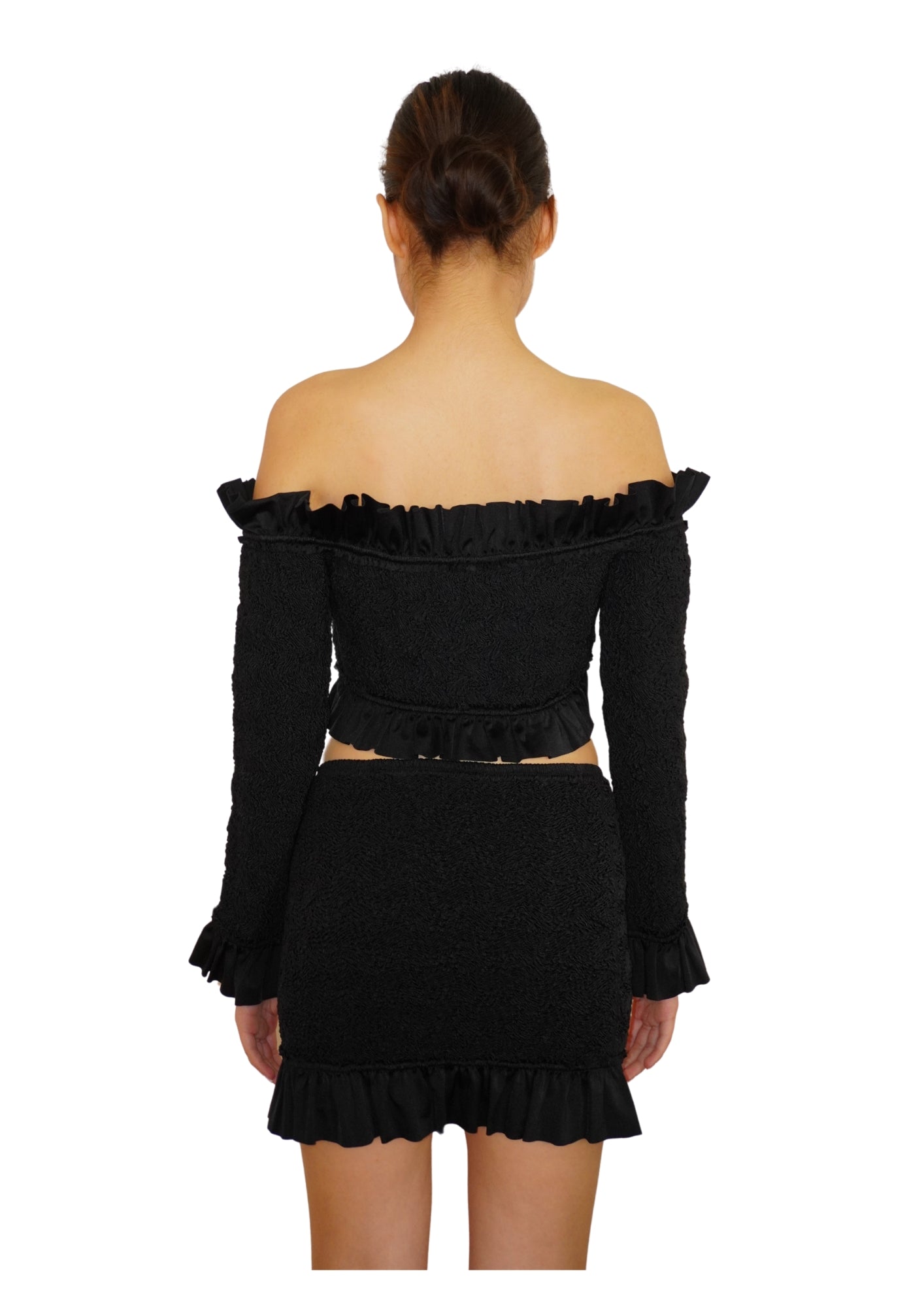 Alexander Wang Smocked Off the Shoulder Cardigan