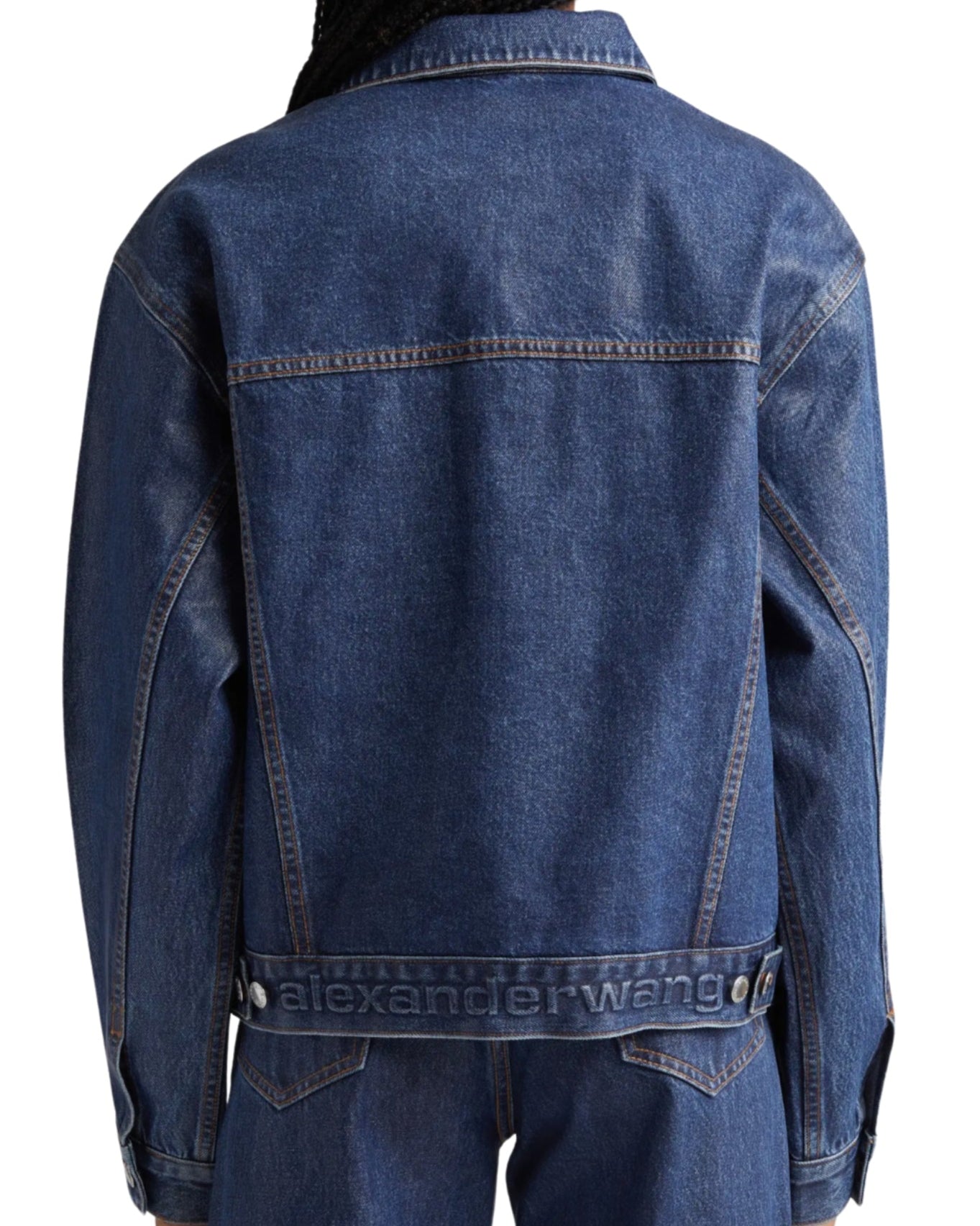 Alexander Wang Denim Trucker Coated Jacket Embossed Puff Logo