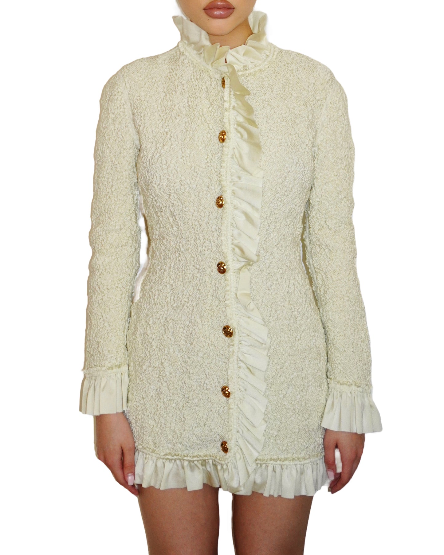 Alexander Wang Ruffled Smocked Jersey Jacket Dress